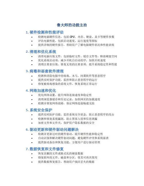 鲁大师的功能主治