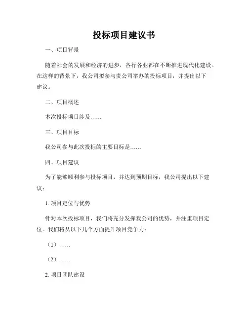 投标项目建议书