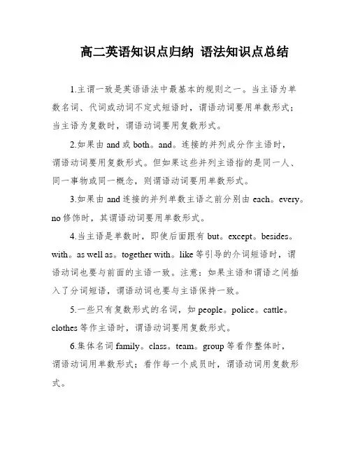 高二英语知识点归纳 语法知识点总结
