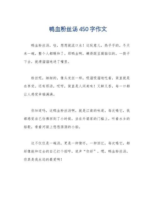 鸭血粉丝汤450字作文