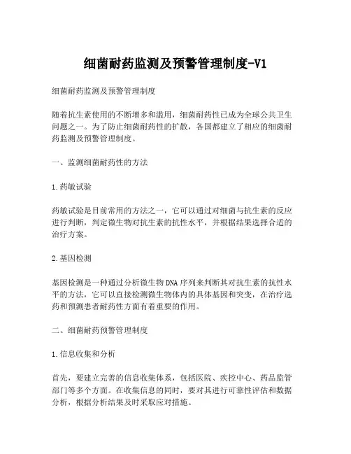 细菌耐药监测及预警管理制度-V1
