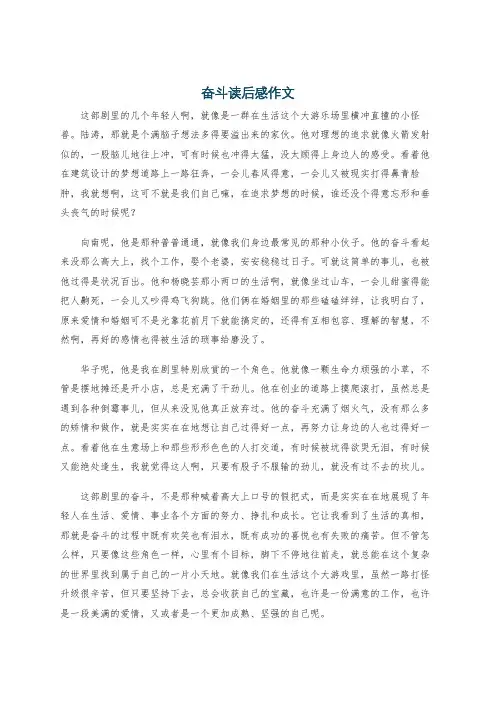 奋斗读后感作文