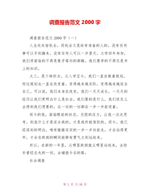 调查报告范文2000字