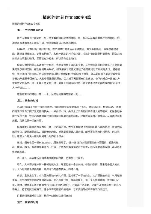 精彩的时刻作文500字4篇