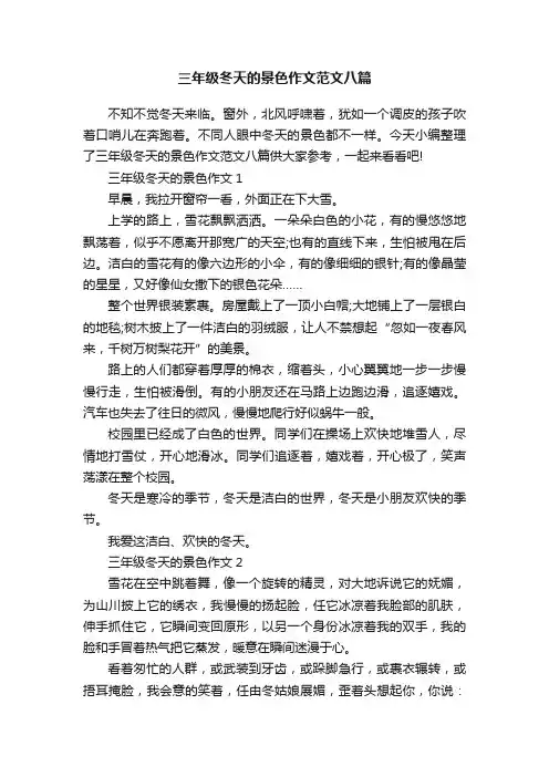三年级冬天的景色作文范文八篇
