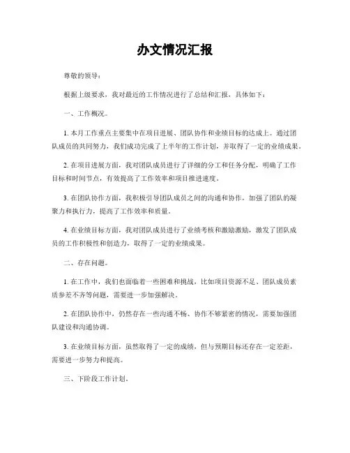 办文情况汇报