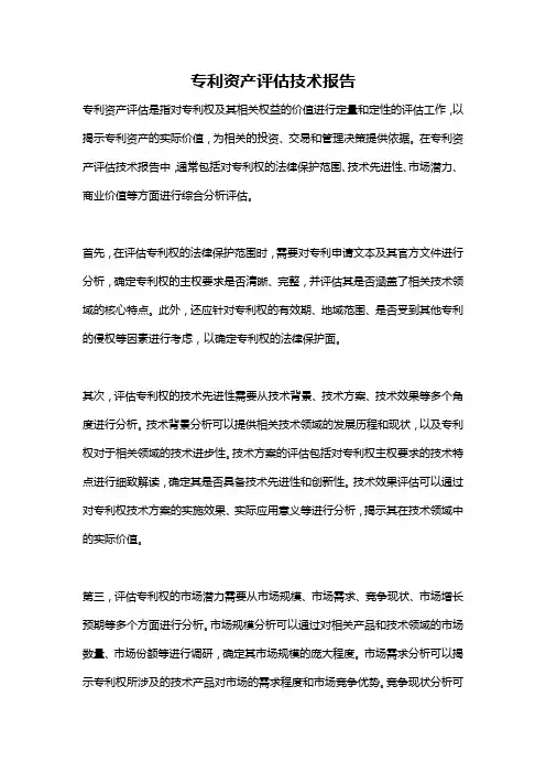 专利资产评估技术报告