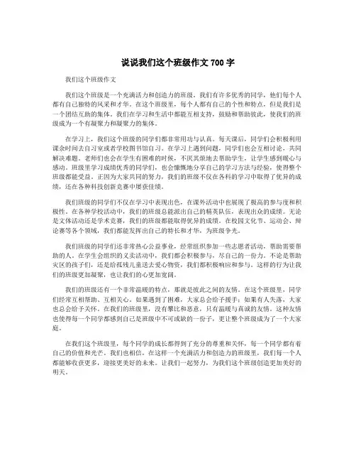 说说我们这个班级作文700字