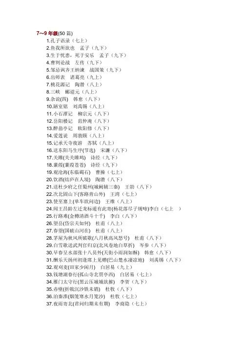 50篇背诵篇目