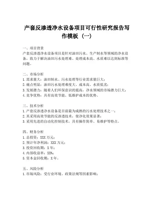 产套反渗透净水设备项目可行性研究报告写作模板 (一)