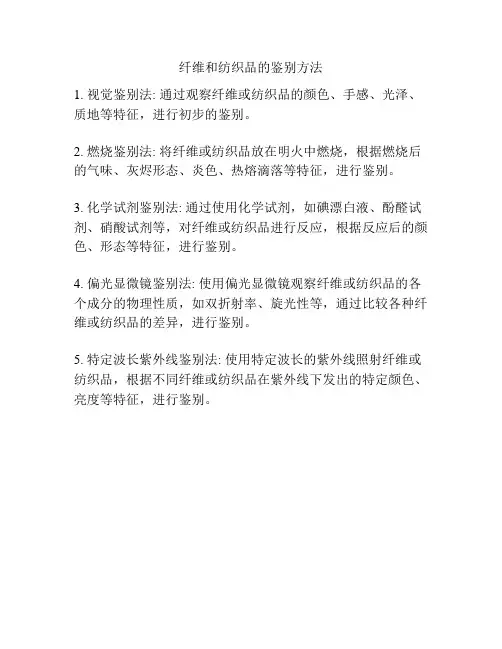 纤维和纺织品的鉴别方法