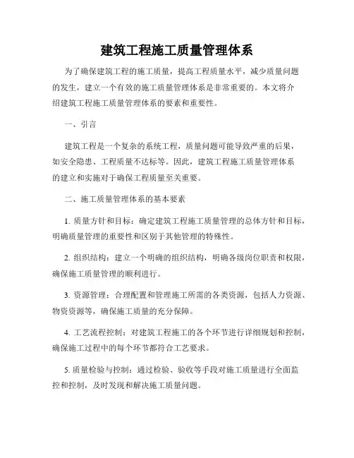 建筑工程施工质量管理体系