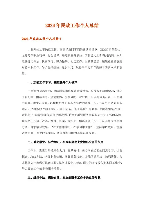 2023年民政工作个人总结
