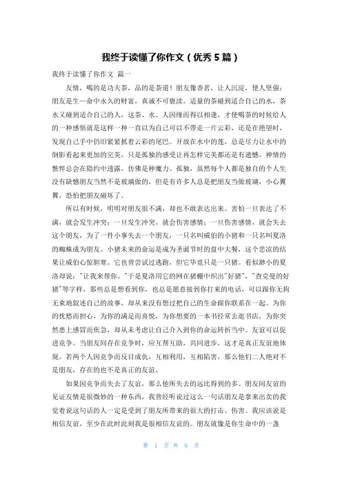 我终于读懂了你作文(优秀5篇)