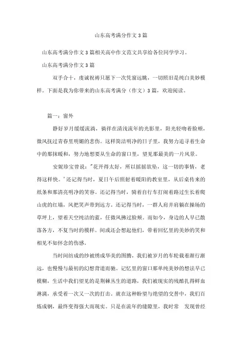 山东高考满分作文3篇