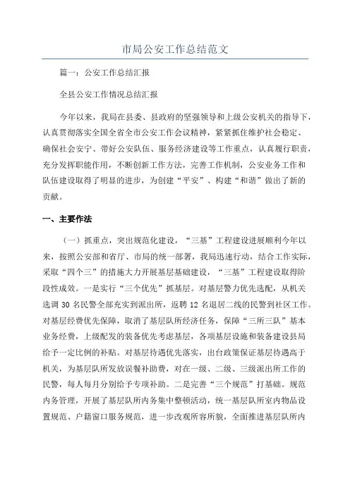 市局公安工作总结范文
