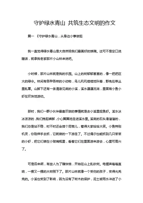 守护绿水青山 共筑生态文明的作文