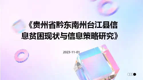 贵州省黔东南州台江县信息贫困现状与信息扶贫策略研究