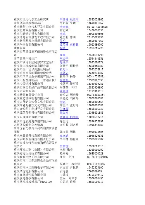 重庆市企业资料