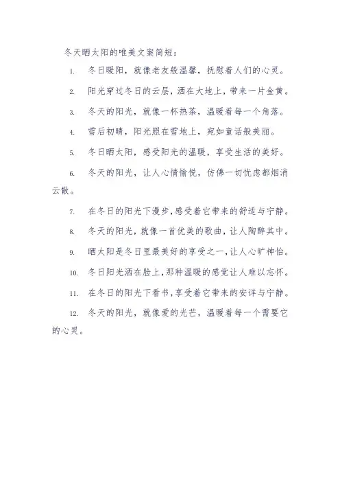 冬天晒太阳的唯美文案简短