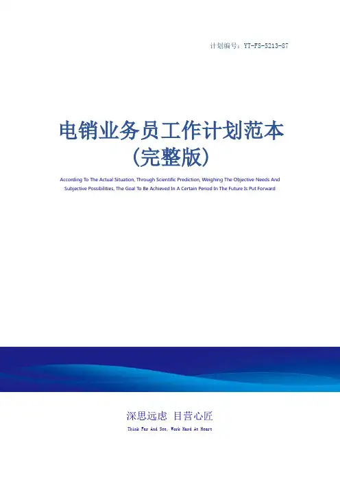 电销业务员工作计划范本(完整版)