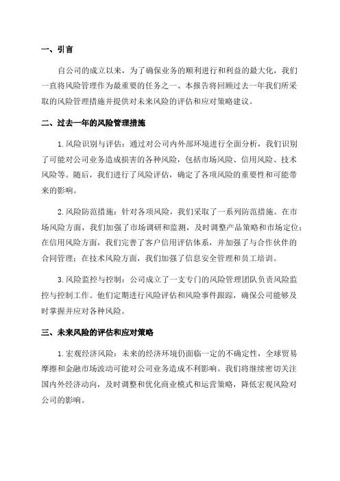 年度全面风险管理报告