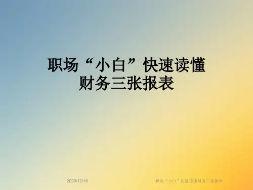 职场“小白”快速读懂财务三张报表