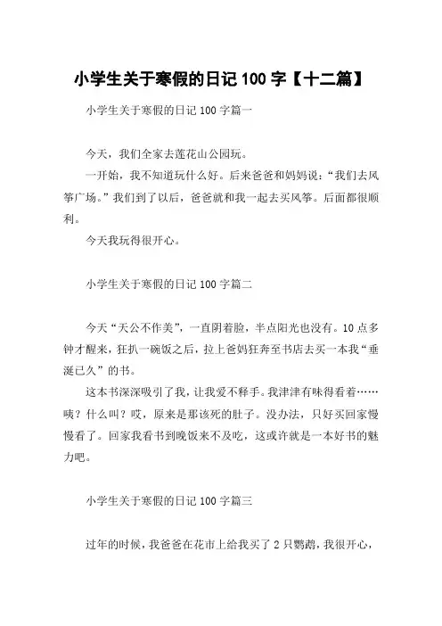 小学生关于寒假的日记100字【十二篇】