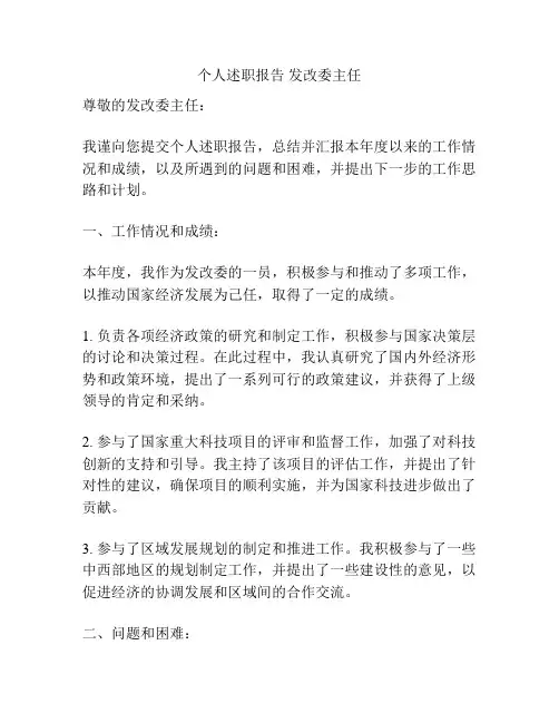 个人述职报告 发改委主任