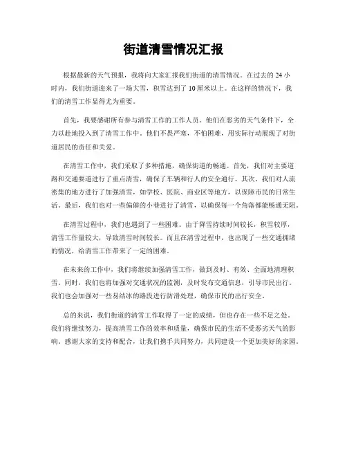 街道清雪情况汇报