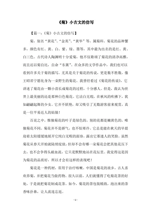 《菊》小古文的仿写