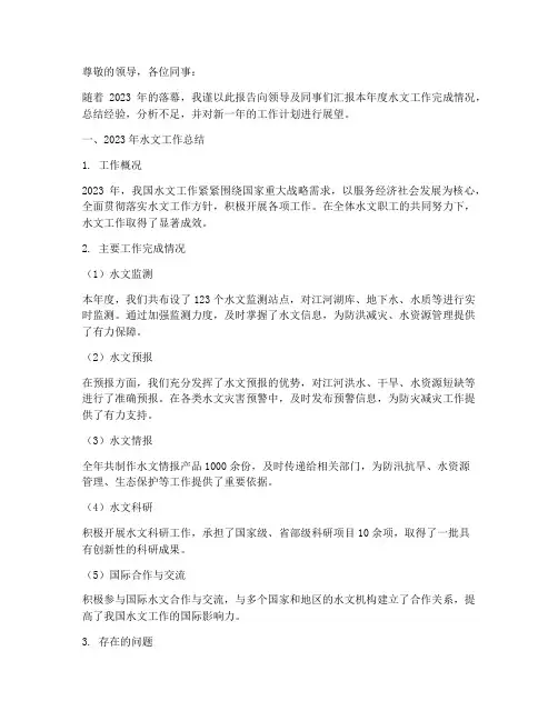 水文工作年终述职报告