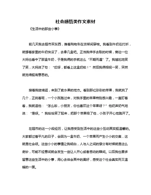 社会感悟类作文素材