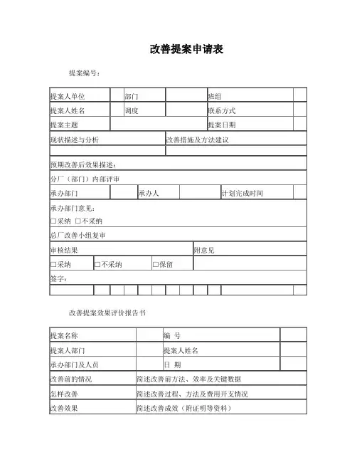 提案改善表格