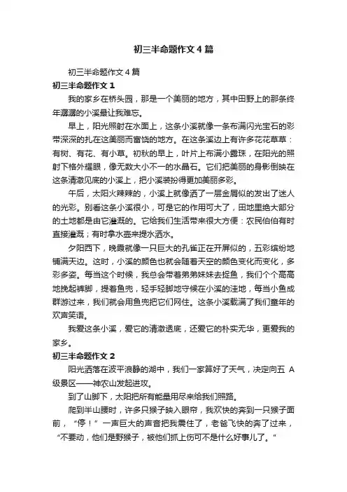 初三半命题作文4篇