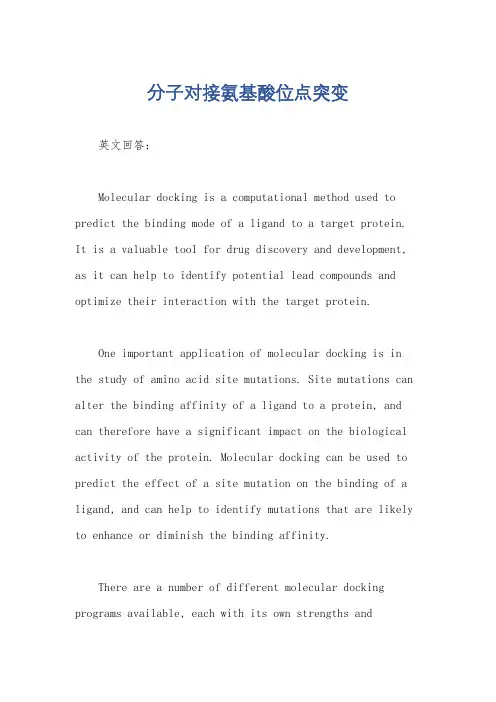 分子对接氨基酸位点突变