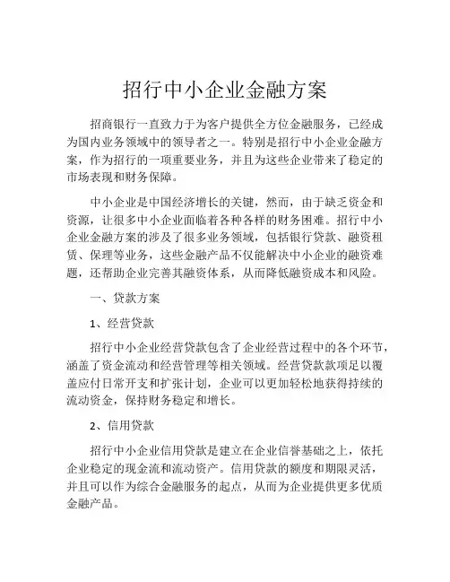 招行中小企业金融方案
