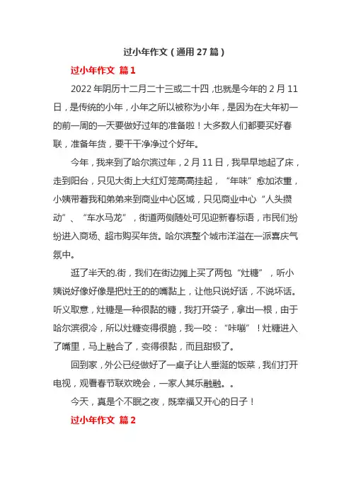 过小年作文(通用27篇)