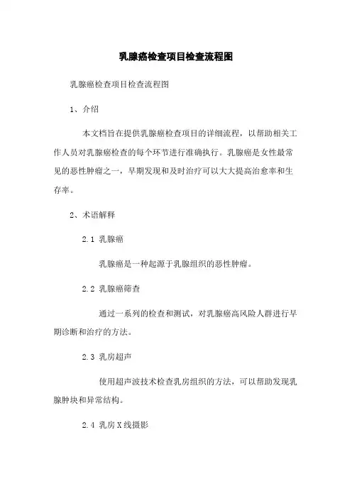 乳腺癌检查项目检查流程图