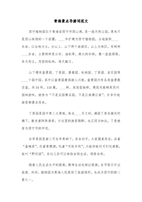 青海景点导游词范文（3篇）