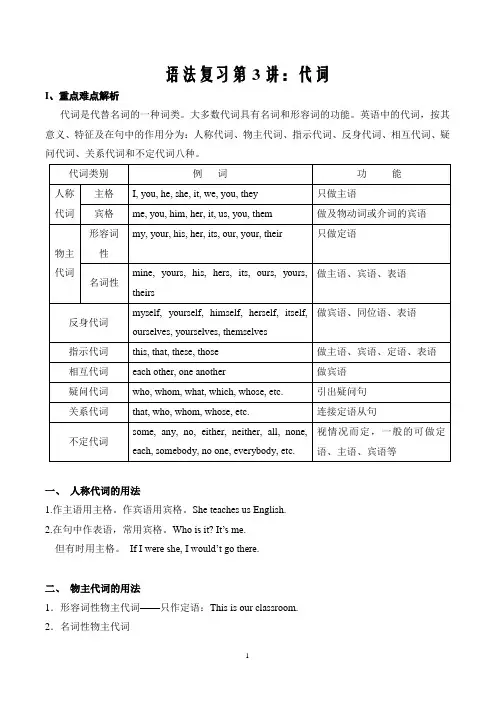 高考英语二轮复习语法突破 专题三 代词(word版含答案)