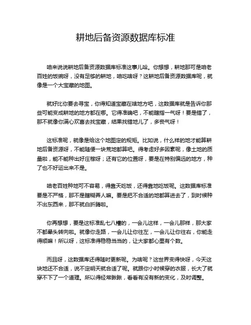 耕地后备资源数据库标准