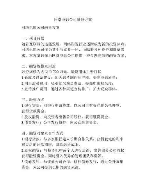 网络电影公司融资方案