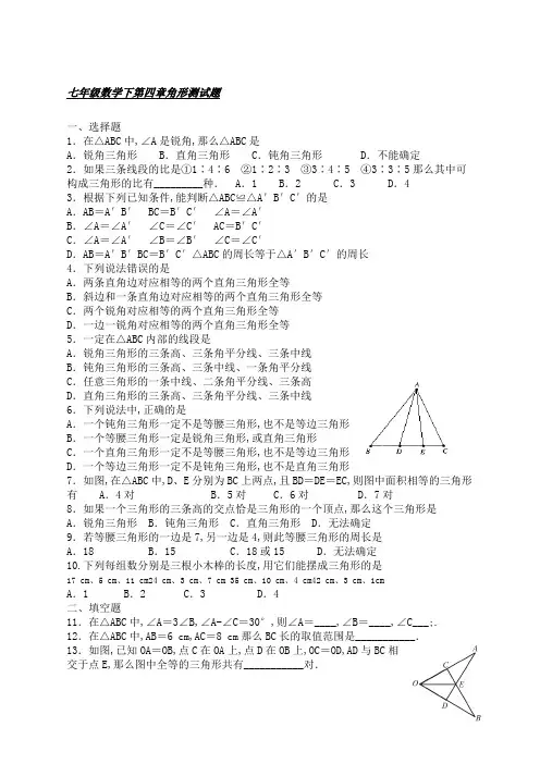 七年级下册数学三角形测试题