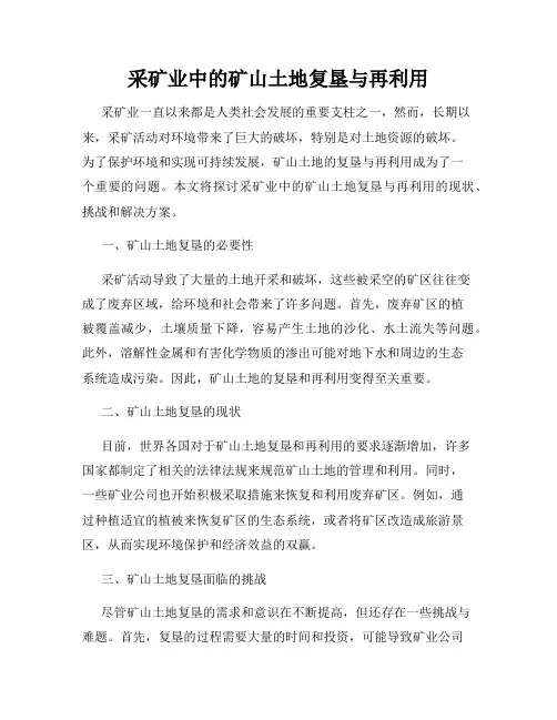 采矿业中的矿山土地复垦与再利用
