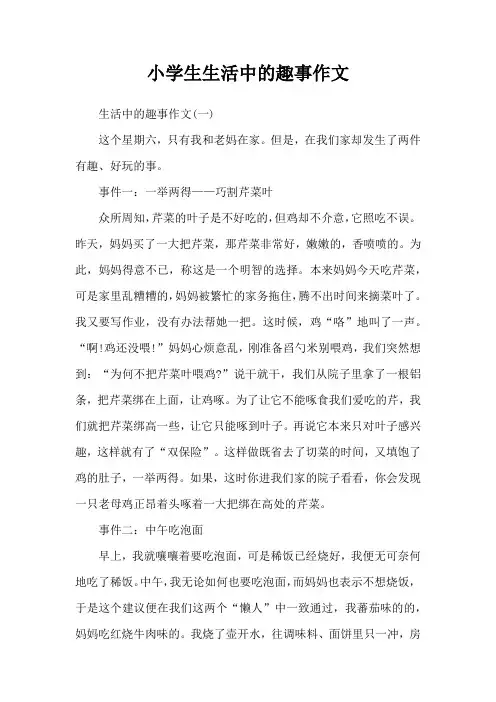 小学生生活中的趣事作文