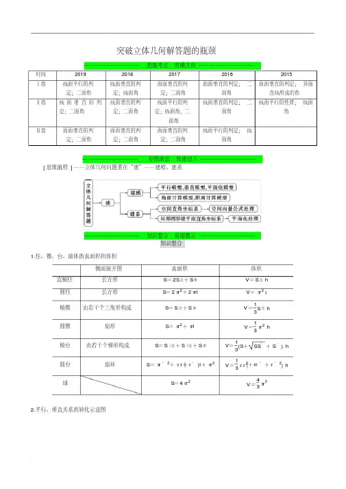 2020年高考数学(理)冲刺突破专题03突破立体几何解答题的瓶颈(含答案)