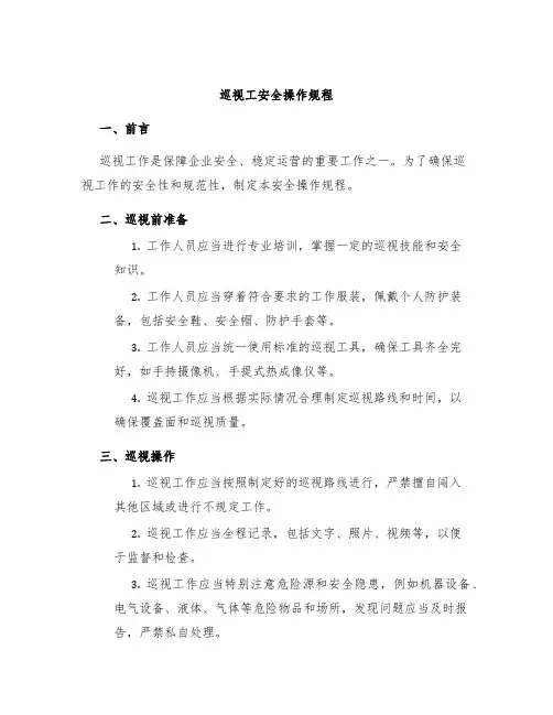 巡视工安全操作规程