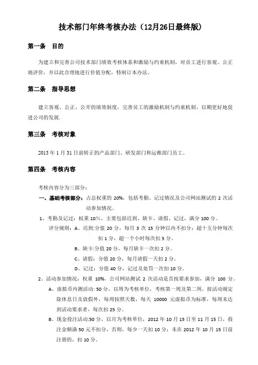 技术部考核办法