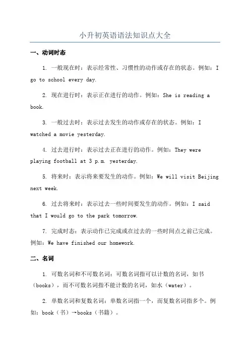 小升初英语语法知识点大全